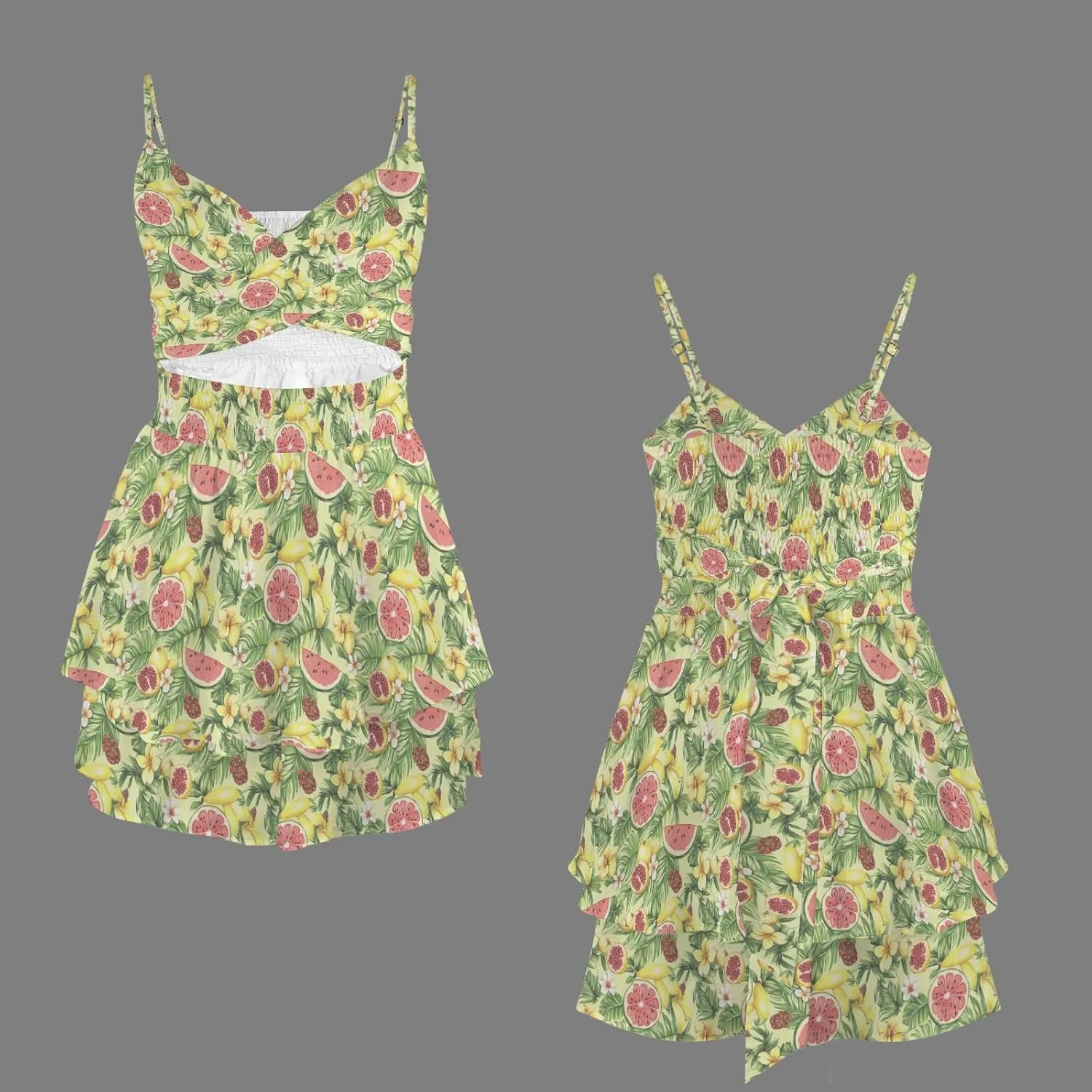 Womens' Summer 2025 V Neck Twist Ruffle Hem Shorts Romper Bow tie Casual Vacation Outfits Floral Dress