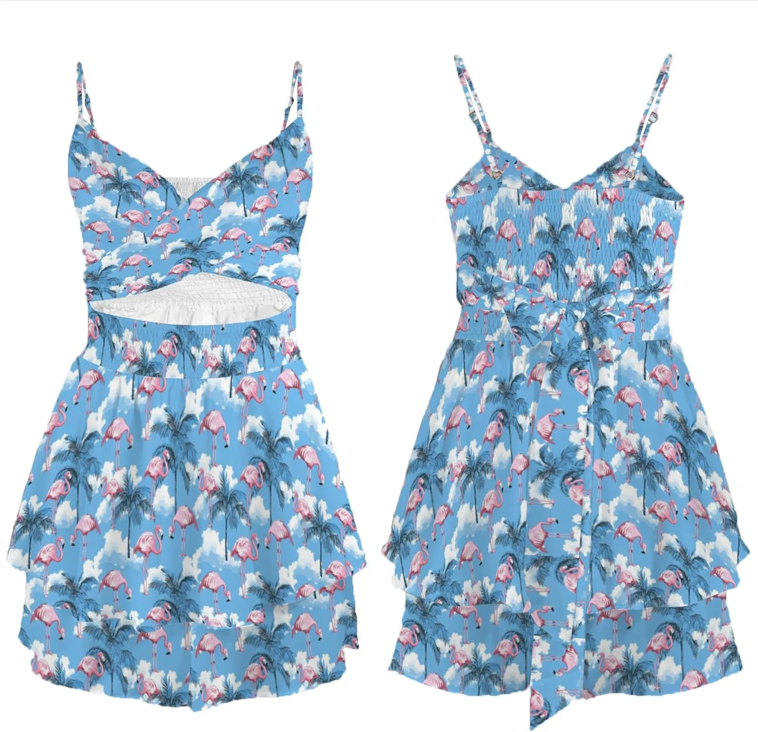 Womens' Summer 2025 V Neck Twist Ruffle Hem Shorts Romper Bow tie Casual Vacation Outfits Floral Dress