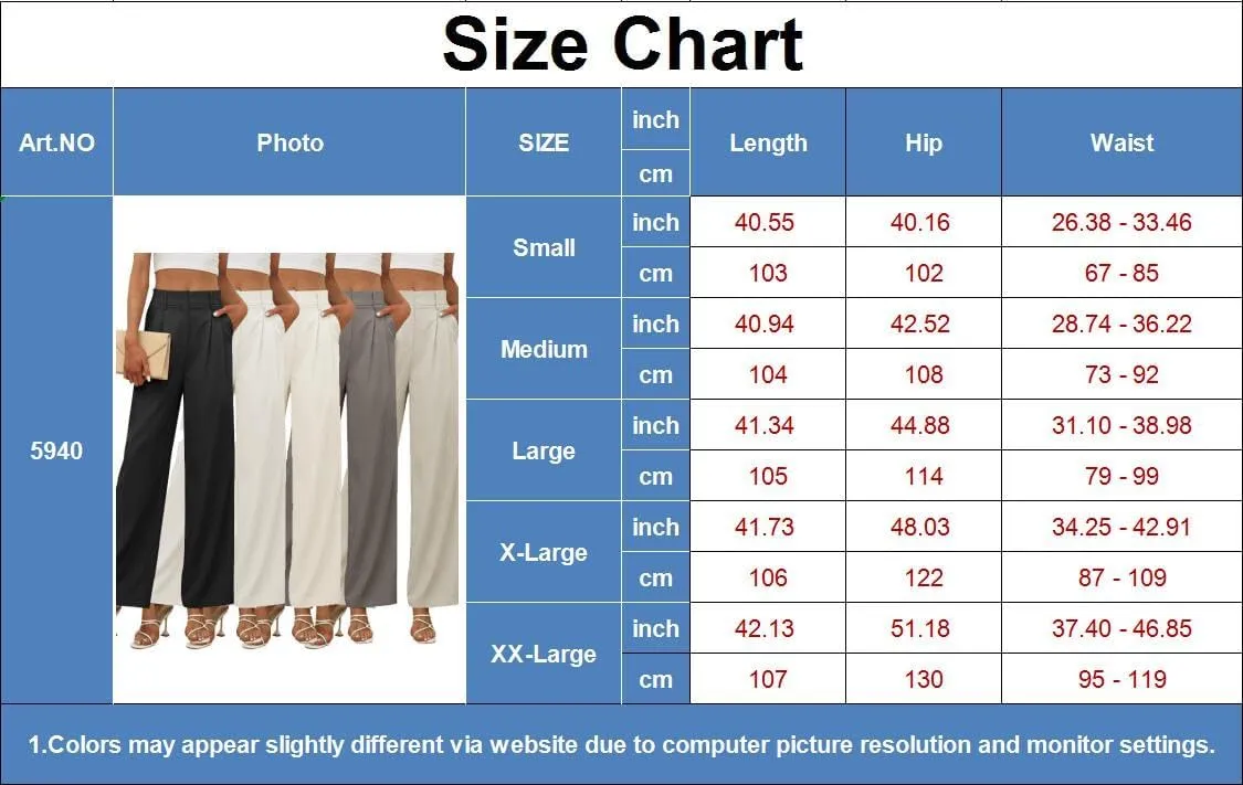 Women's Wide Leg Dress Pants High Elastic Waisted Casual Loose Fit Business Work Trousers with Pockets