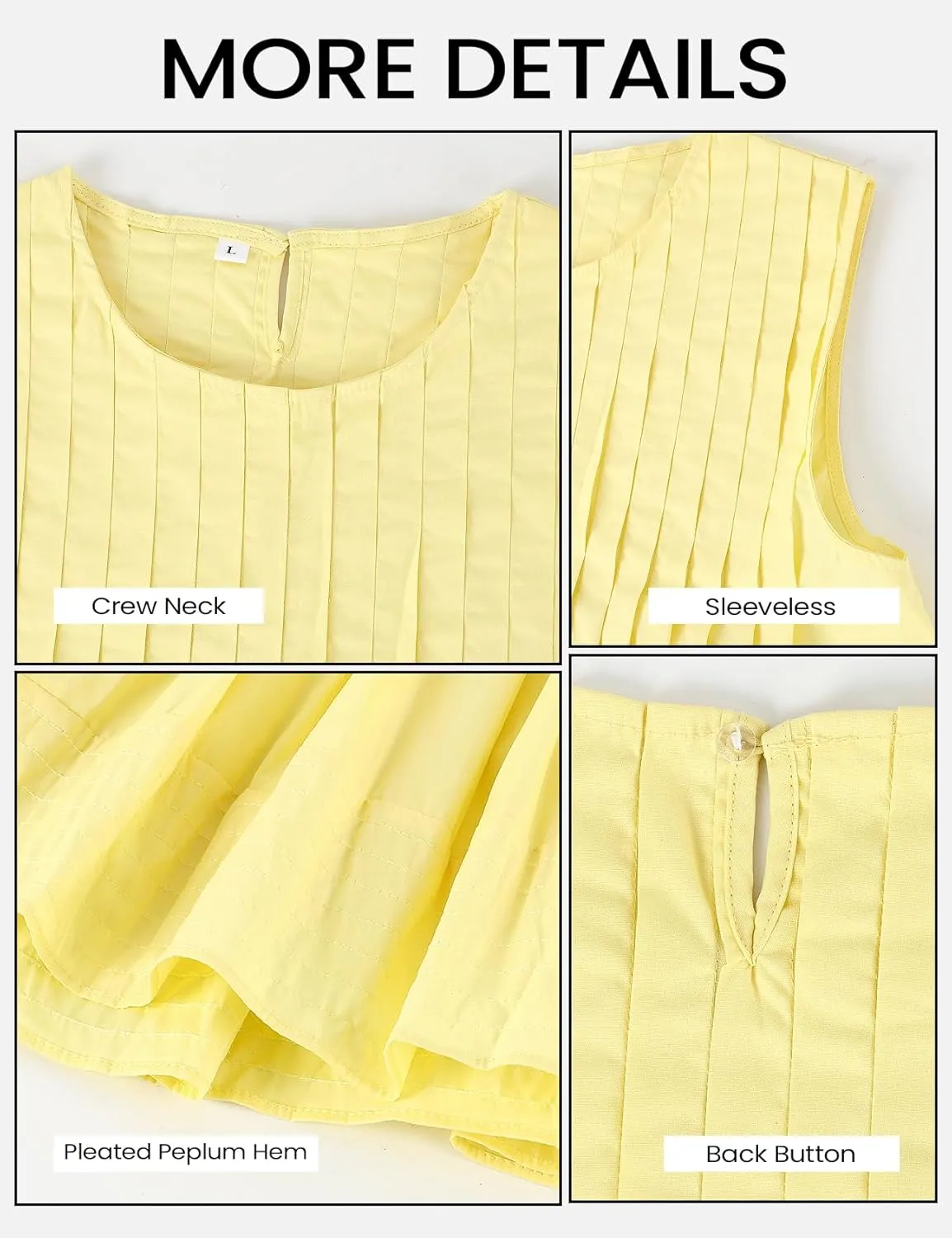 Wyeysyt Womens Pleated Peplum Tops Summer Sleeveless Ruffled Tank Tops Babydoll Blouse Casual Shirred Flowy Shirts