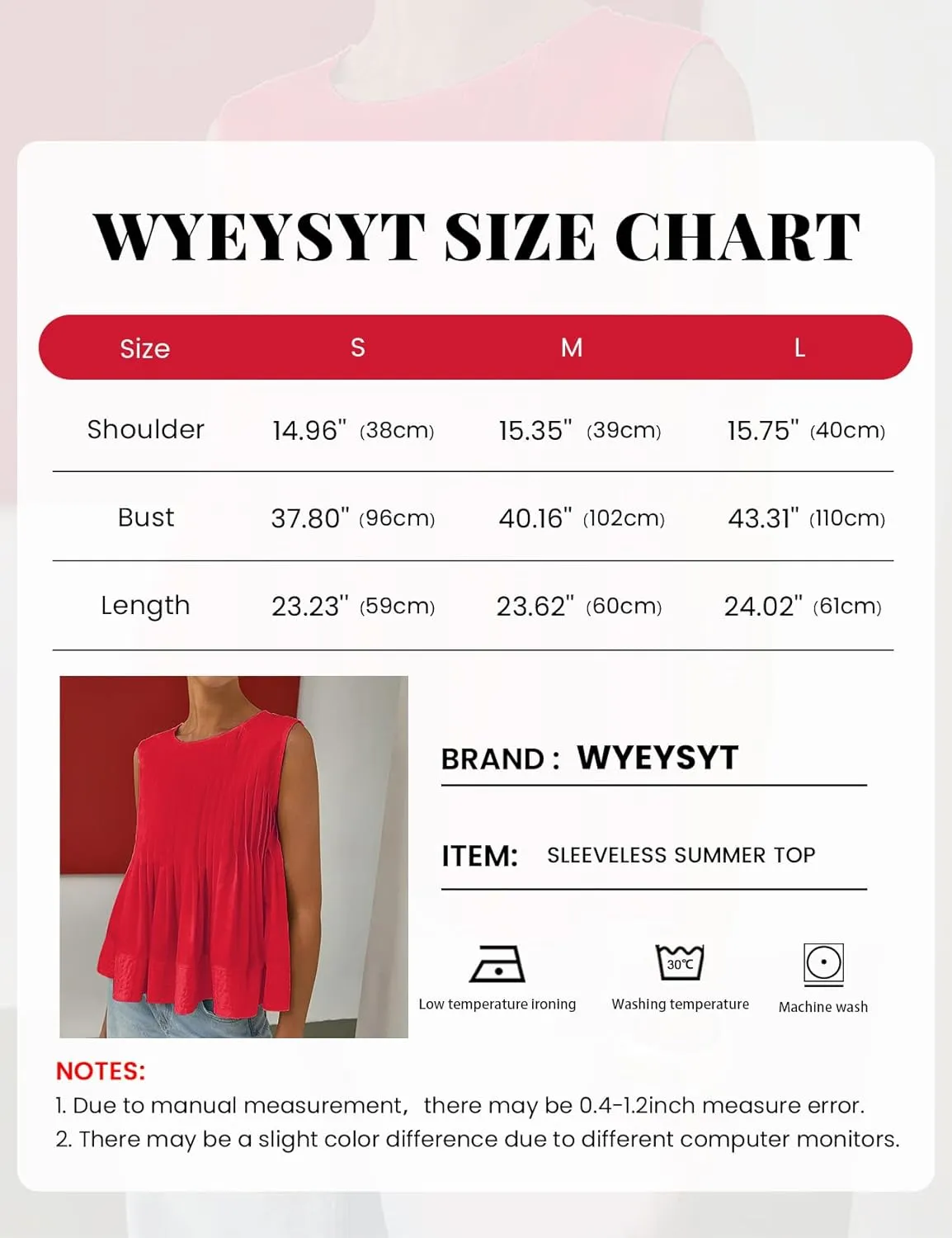 Wyeysyt Womens Pleated Peplum Tops Summer Sleeveless Ruffled Tank Tops Babydoll Blouse Casual Shirred Flowy Shirts