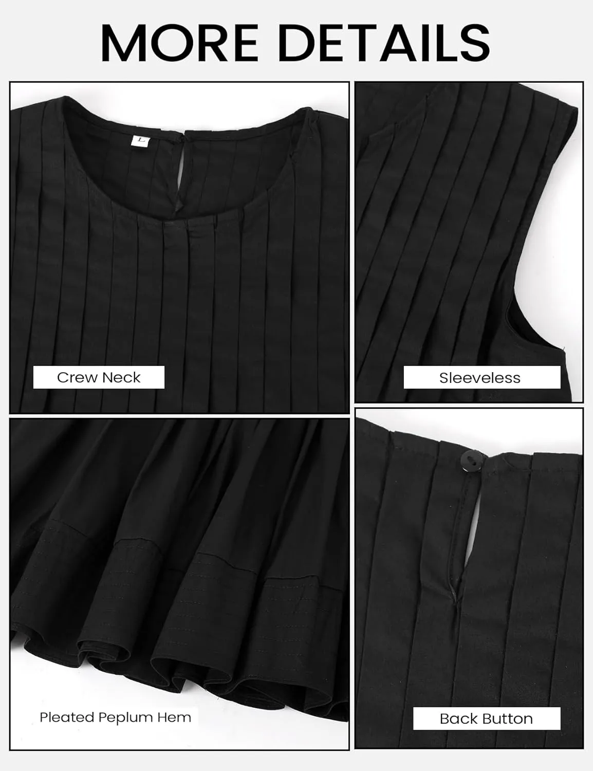 Wyeysyt Womens Pleated Peplum Tops Summer Sleeveless Ruffled Tank Tops Babydoll Blouse Casual Shirred Flowy Shirts