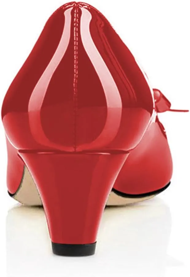 YDN Women Closed Round Toe Pumps Low Heels Shoes with Bowknot for Work Office Ladies Size 4-15 US