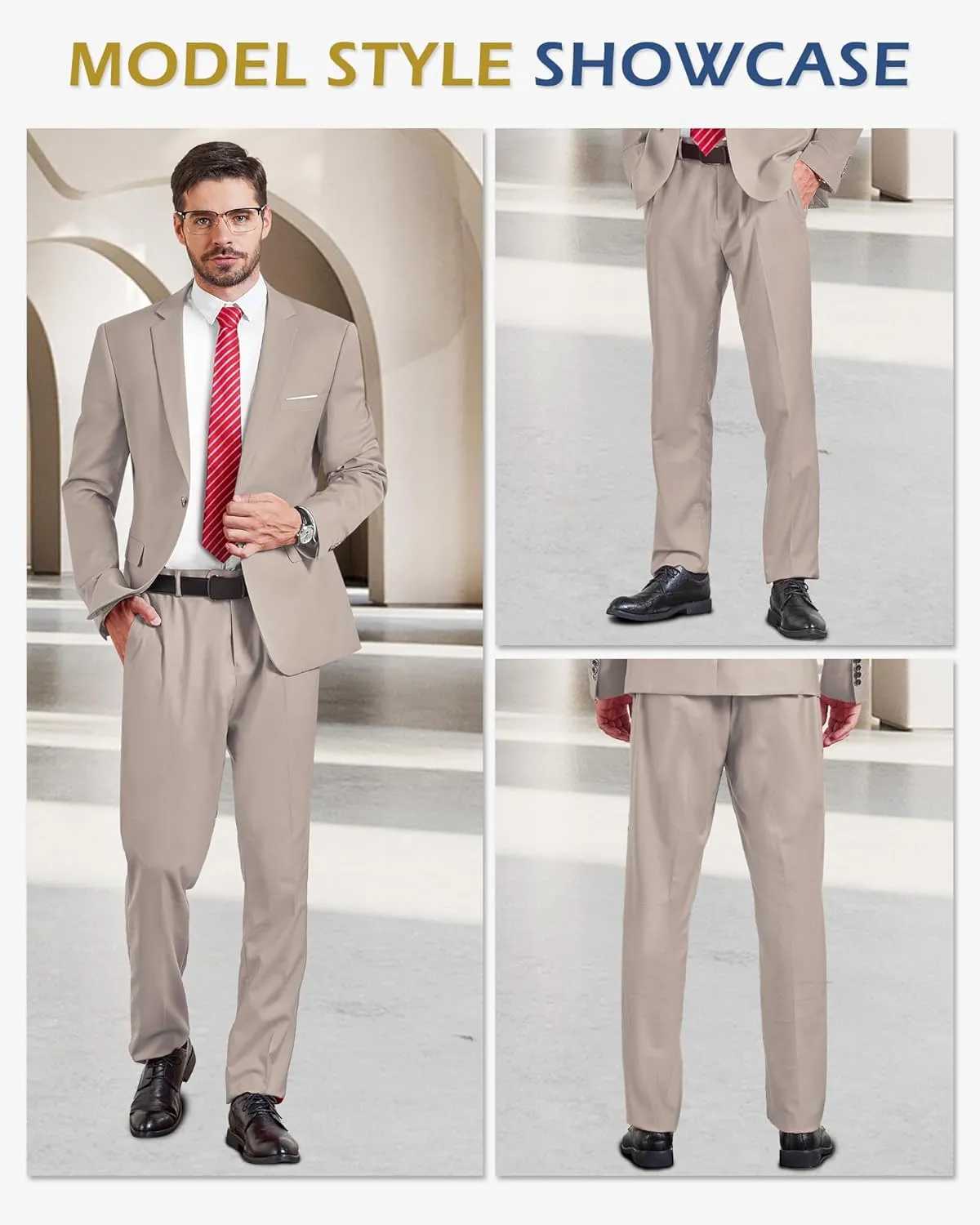 YND Men's Business Suit Pants Slim Fit Flex Flat Front Pant
