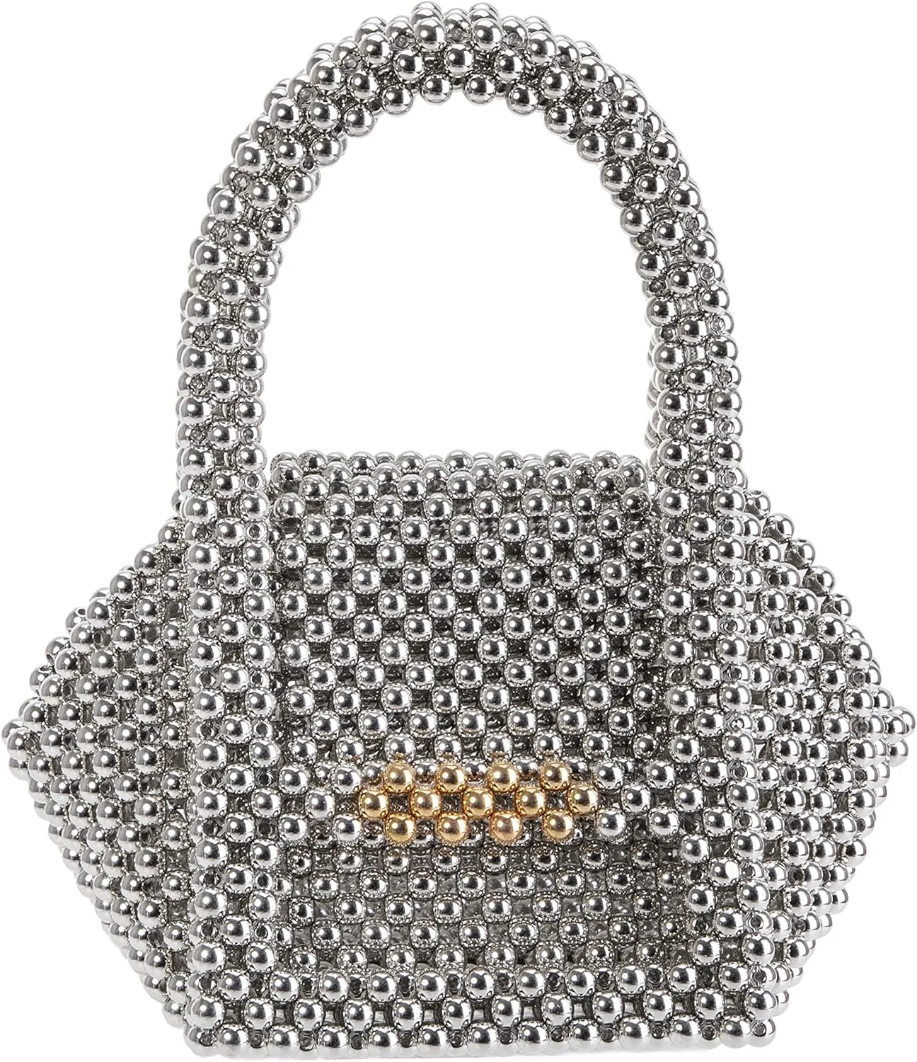 YUSHINY Small Acrylic Beaded Handbag Gold Stick Closure Cube Clutch for Wedding Evening Party