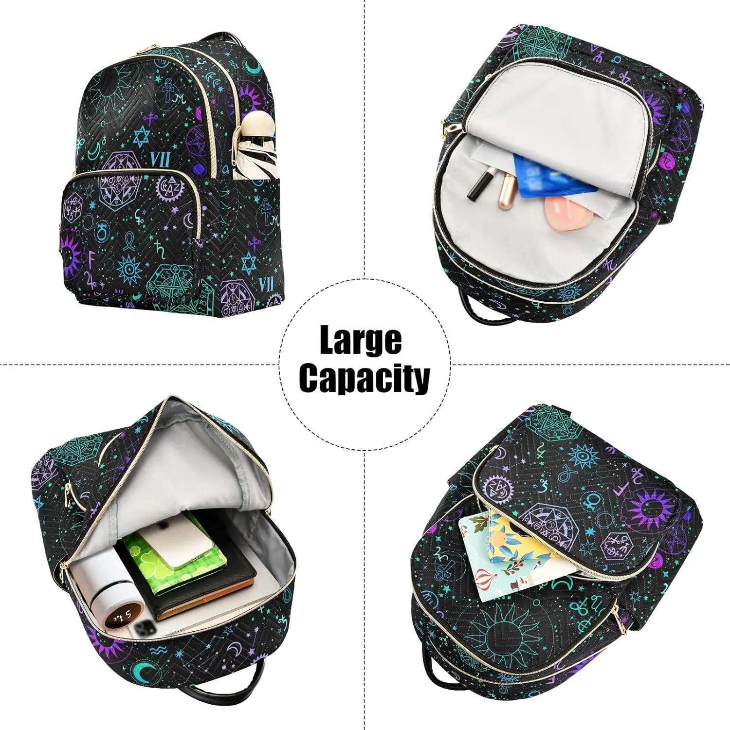 ZAZYXTJ Alchemy Magical Backpack Purse for Women Quilted Mini Fashion Backpacks Lightweight Travel Casual Backpack