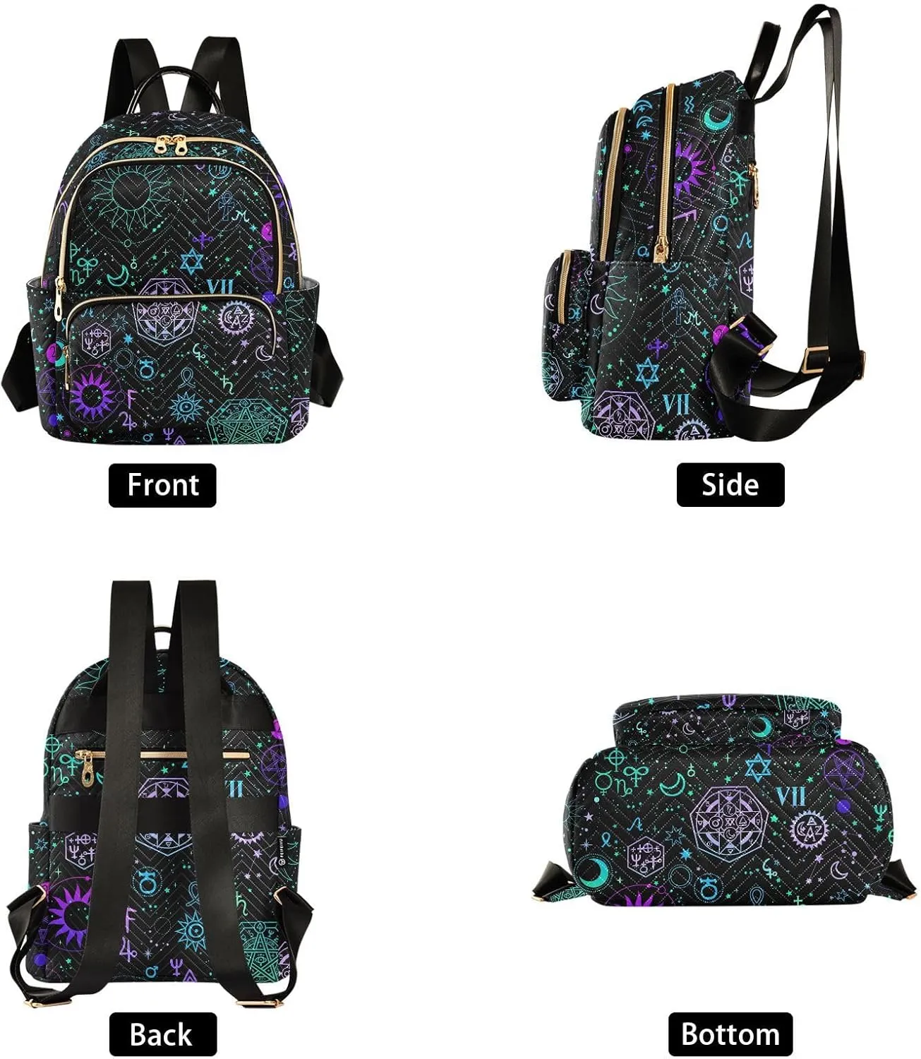 ZAZYXTJ Alchemy Magical Backpack Purse for Women Quilted Mini Fashion Backpacks Lightweight Travel Casual Backpack