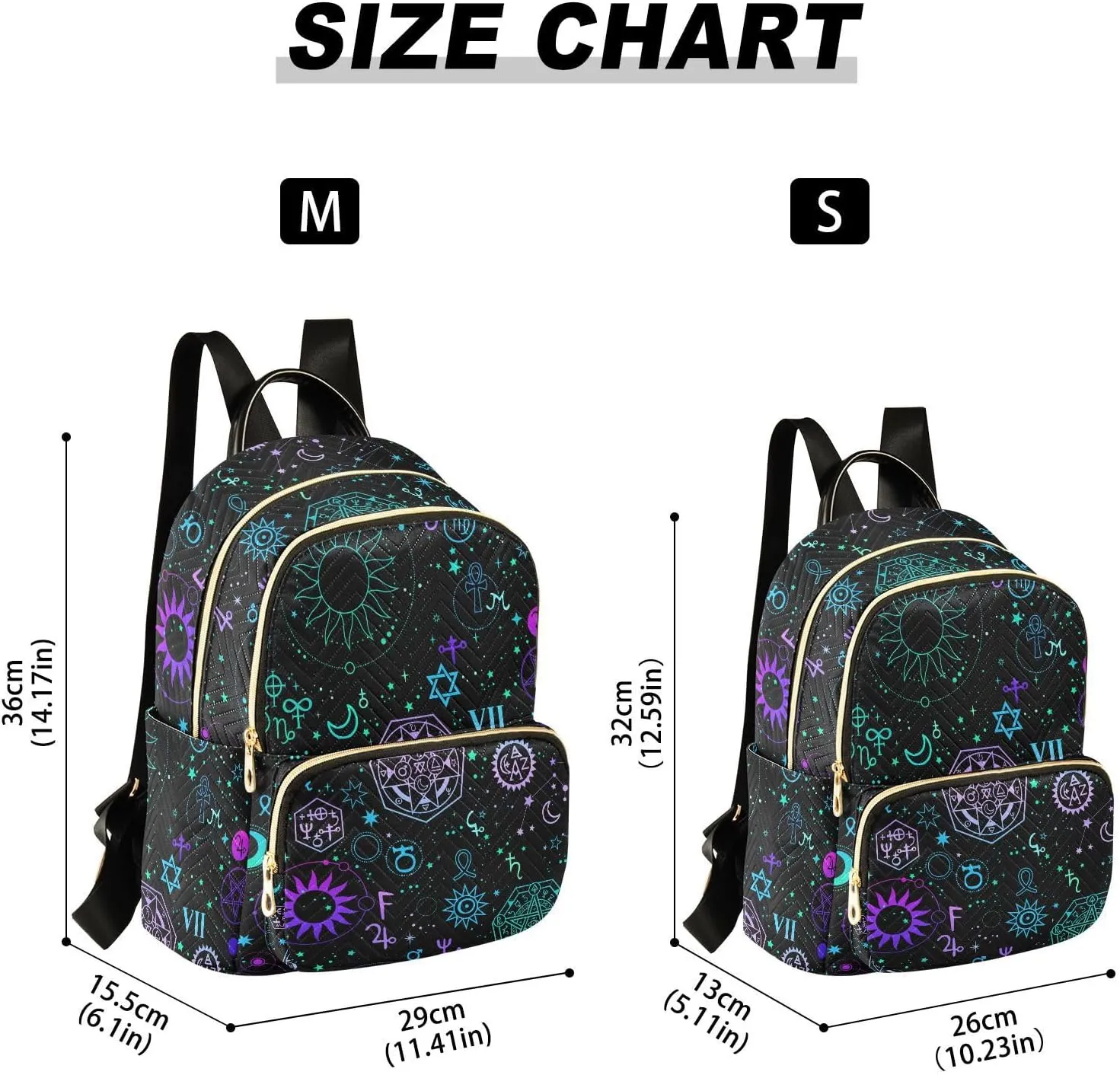 ZAZYXTJ Alchemy Magical Backpack Purse for Women Quilted Mini Fashion Backpacks Lightweight Travel Casual Backpack