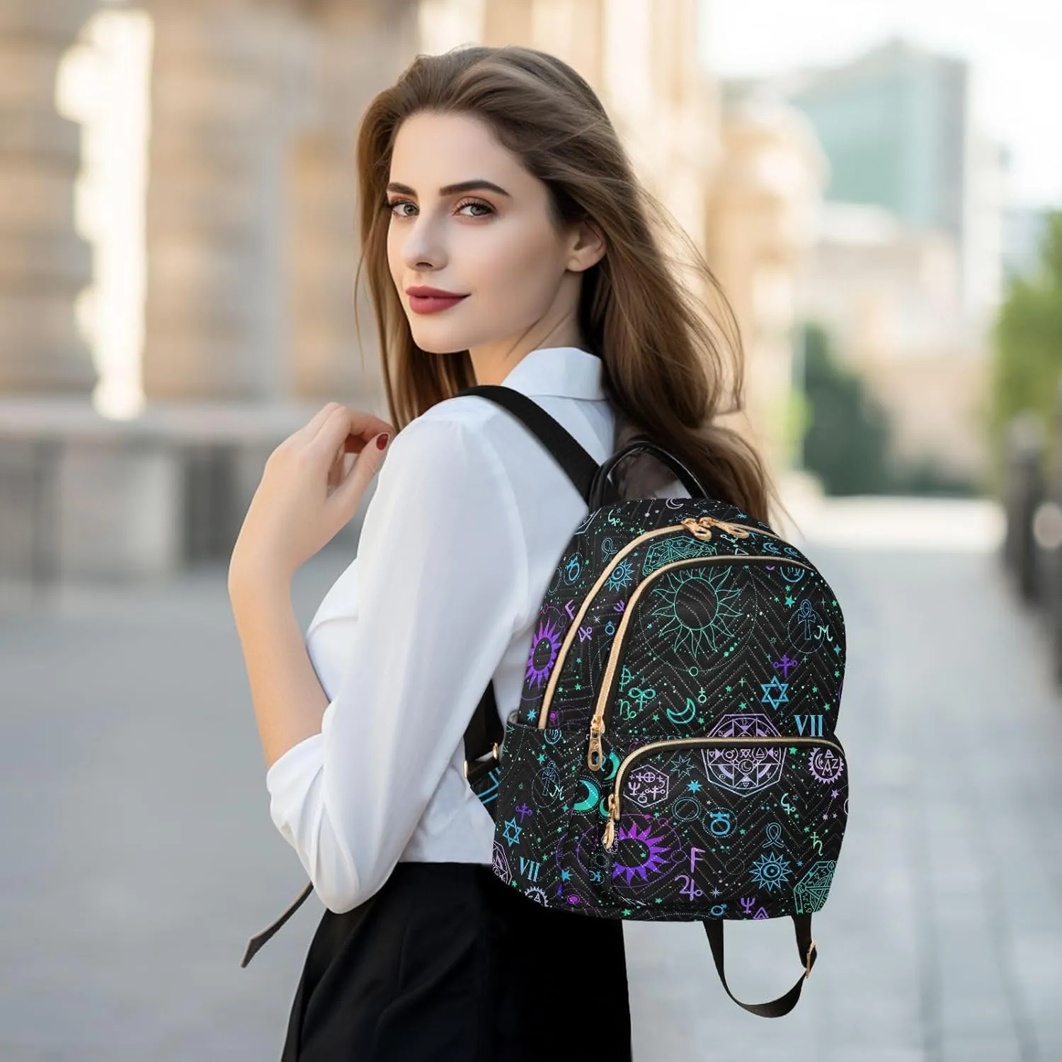 ZAZYXTJ Alchemy Magical Backpack Purse for Women Quilted Mini Fashion Backpacks Lightweight Travel Casual Backpack