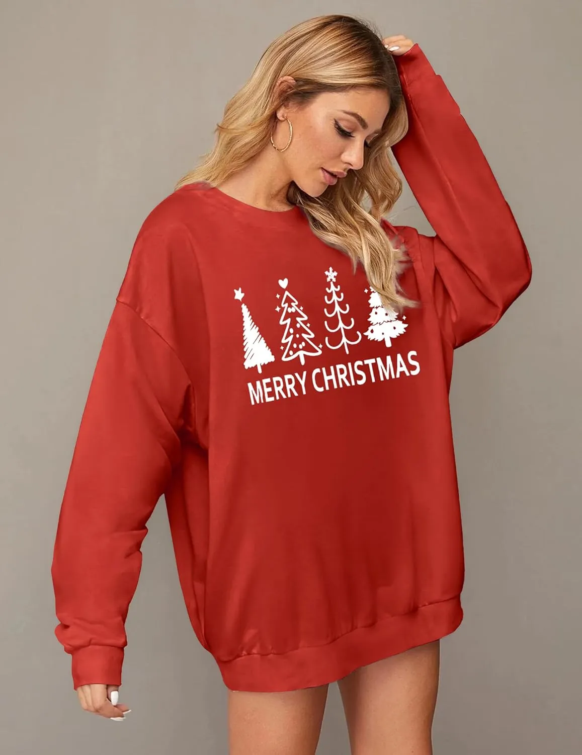 Zeagoo Christmas Sweatshirt for Women Crewneck Christmas Tree Long Sleeve Shirt Xmas Holiday Party Pullover Sweater Tops