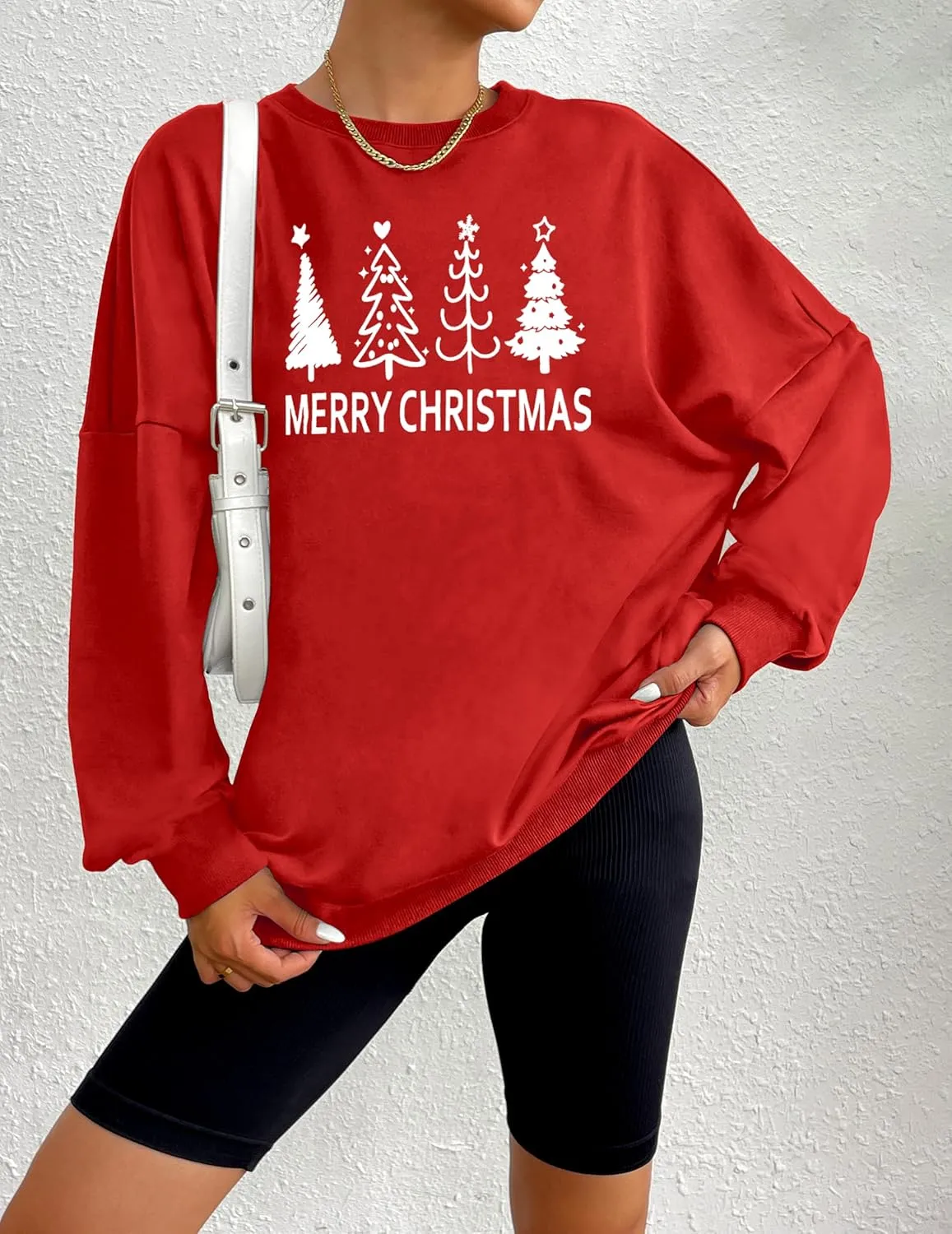 Zeagoo Christmas Sweatshirt for Women Crewneck Christmas Tree Long Sleeve Shirt Xmas Holiday Party Pullover Sweater Tops