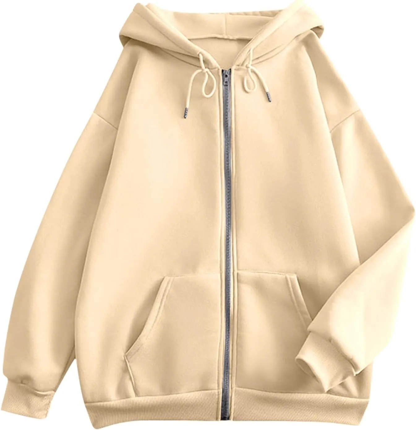Zip Up Jackets for Women Cozy Fleece Oversized Hoodie Causal Loose Fit Hooded Sweatshirt with Pockets Preppy Clothes